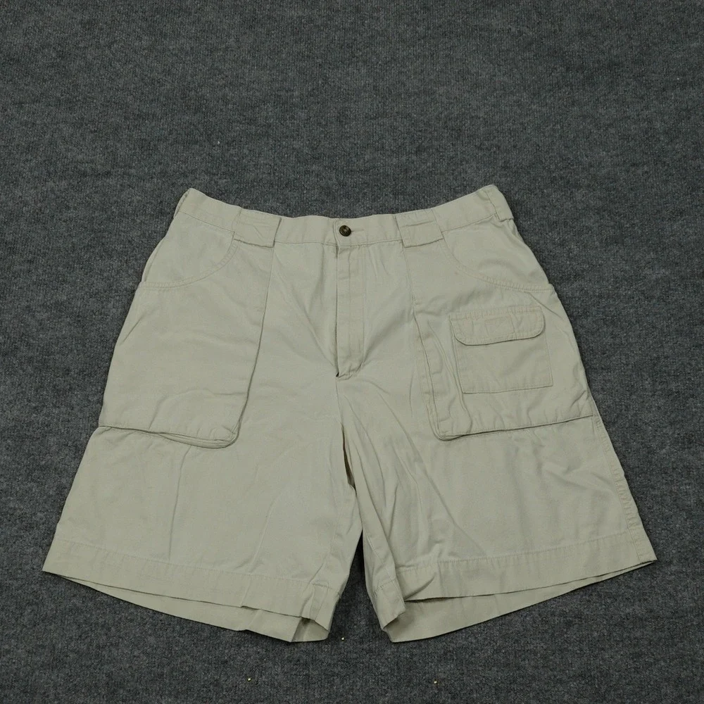 Eddie Bauer Shorts Mens 36 Beige Cargo Utility Cotton Canvas Outdoor Hiking